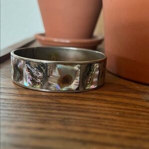Sterling Abalone vintage bracelet from Mexico 7 cm diameter